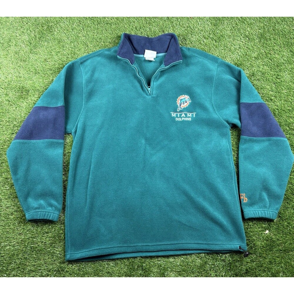 Vintage NFL Miami Dolphins Quarter Zip Jacket Adult Size L Football Sports VTG